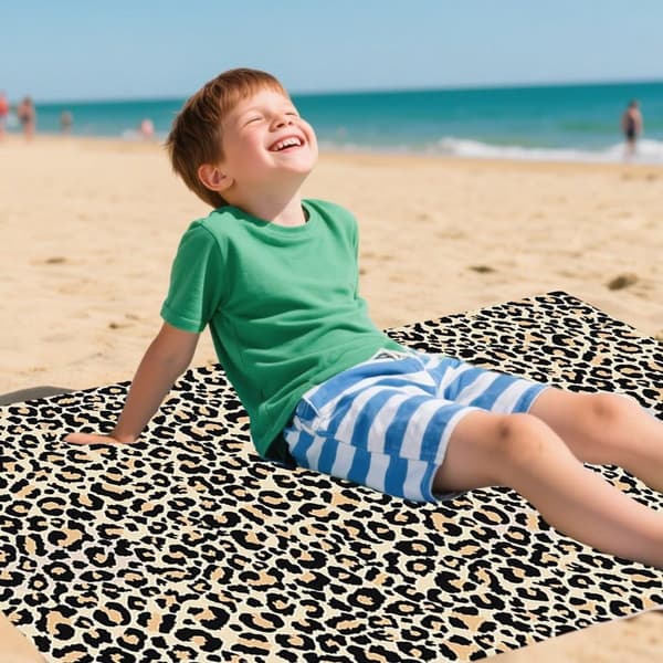 Mikrofiber badehåndklæde leopardprint, hurtigtørrende sandfrit overdimensioneret 75 x 150 cm, blødt absorberende håndklæde til strand, pool, rejser, grøn