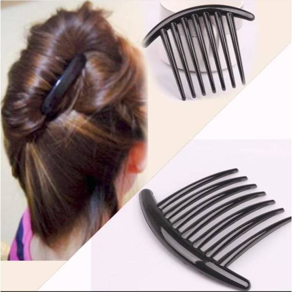 Hårkamsett med 2 Plast Side Hair Twist Comb Fransk Twist Comb Hårklipp med tenner for fint hår Tilbehør for kvinner jenter, svart