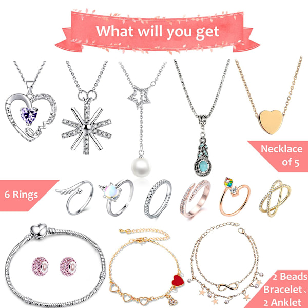 Smykke Adventskalender 2022 Til Kvinder Piger, 24 Overraskelser Med Halskæder Øreringe Ringe Armbånd Anklet Modesmykker Til W Styles 6