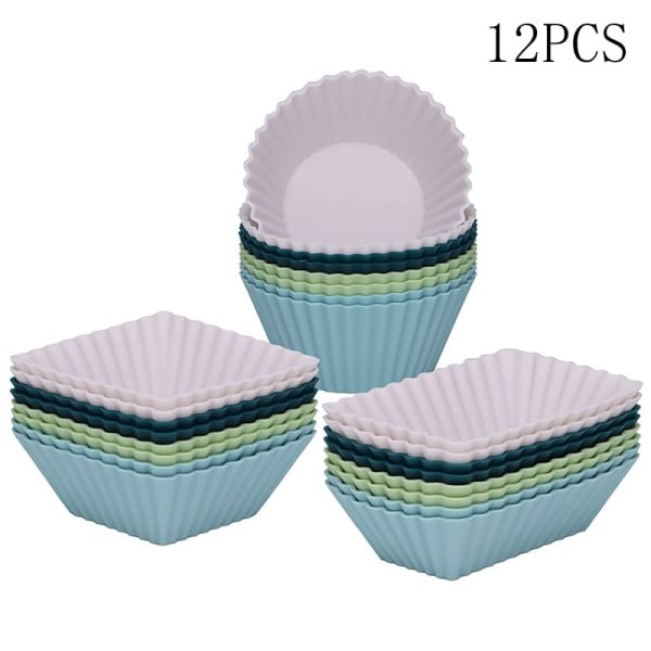 IC Morandi -väriset pyöreät kakku silikonimuotti Cupcake -kotelo Diy 12 kpl