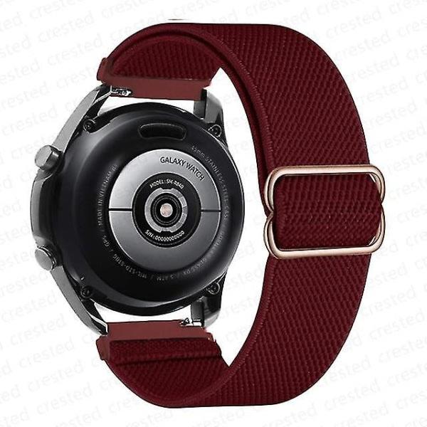 Nylonarmband för Samsung Galaxy Watch 4/classic/46mm/active 2/gear S3 Justerbart elastiskt band Vinröd 20mm