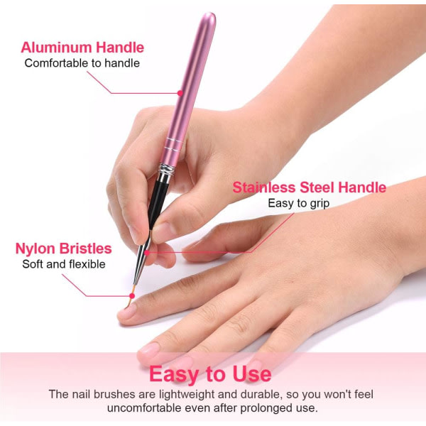 IC Nagelborstar 10 stykker UV-gelborste Akrylnagelborstepennor for nail art
