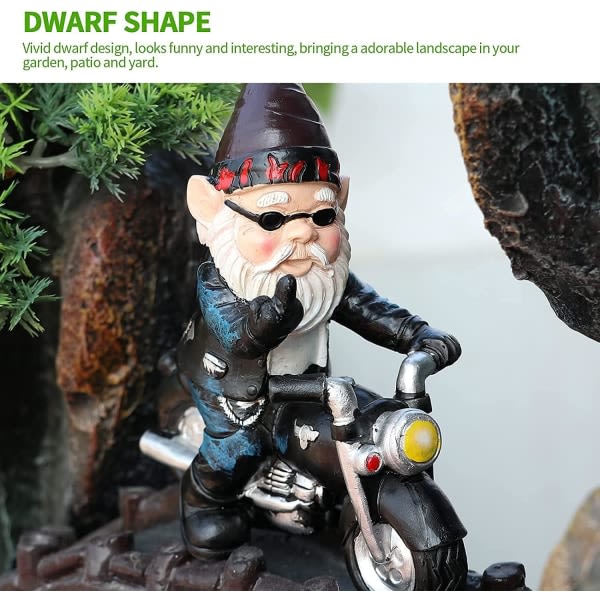 IC Motorcykel Gnome Havefigur 13,3 x 13 cm Havefigur Statue