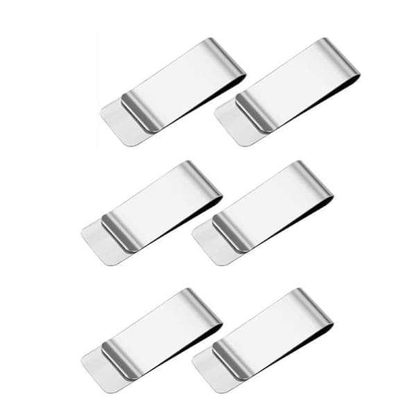 Pengar-klipp, 6-pack Pengar-klipp Silver Pengar-klipp Pengar-klipp Pengar-klipp för män och kvinnor 55 * 20 * 1 cm Rostfritt stål