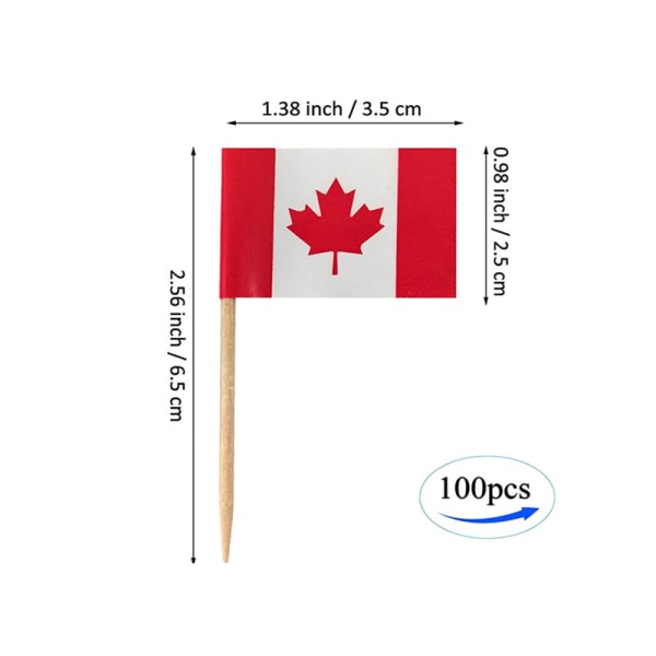 IC 100 stk Canada Flag Frugtplukning Burger Flag Tårta Tandpirkere Fødselsdagsfest Dekorationer