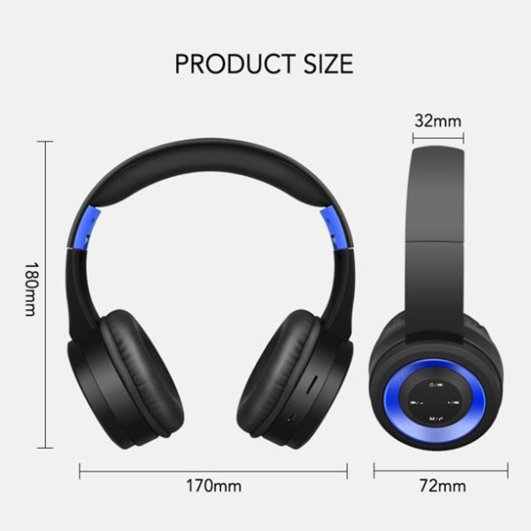 IC Bluetooth kuulokkeet Trådlöst-kuulokkeet Brusreducering Vikbart Justerbart Headset Subwoofer Sport Headset-Blå Svart