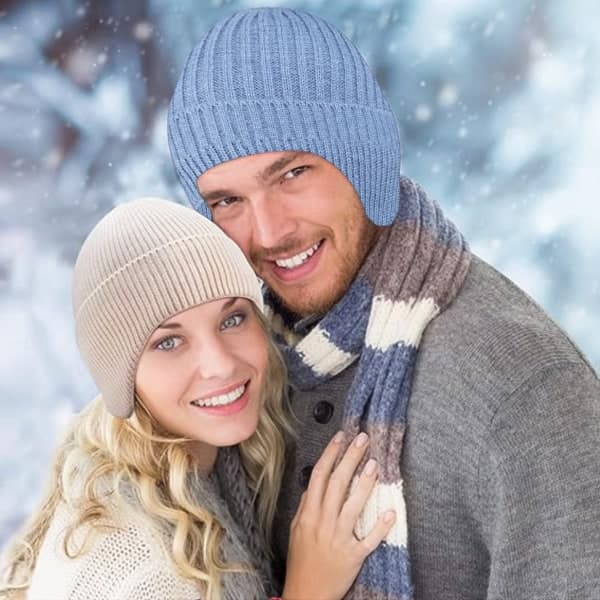 IC Lue Vinter varm strikket lue for menn og kvinner Vinter Misty blue