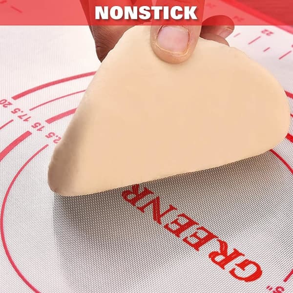 Silikone bageunderlag non-stick skridsikkert med mål til fondant, småkager, pizzadej 80 x 60 cm