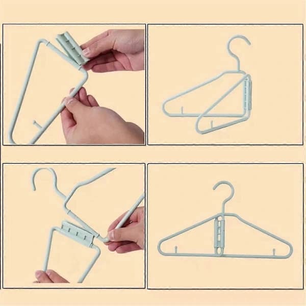 8-pack Folding Hangers, Plastic Folding Hangers, Portable Folding Clothes Hangers, Folding Travel Hangers (White)