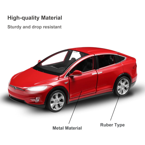 IC Lekebiler Model X 1:32 Trekk-Tilbake Biler Diecast Bilmodell Billeker for Gutter og Jenter 3 til 12 år Rød