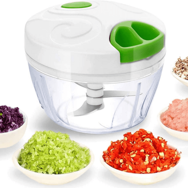 Vegetabilishackare med snöre - Tärningshackare med dragfunktion 500 ml Vit