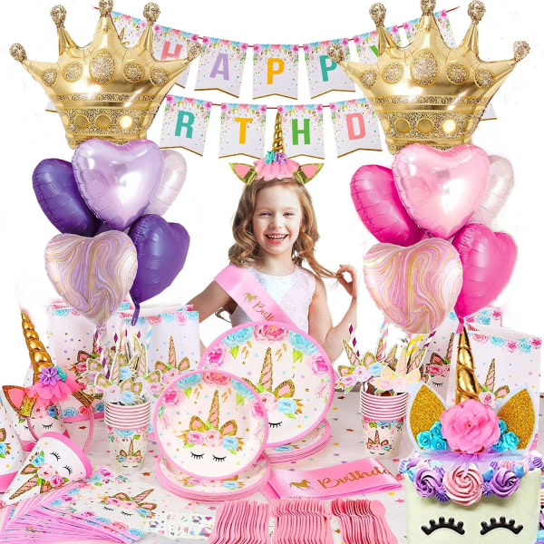 IC Rosa och guld stora kronhjärtfolie helium mylar ballonger set för flickans grattis på födelsedagen Rosa prinsessa festdekorationer