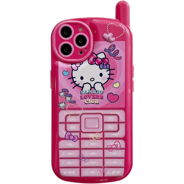 IC Tegneserie-etui til iPhone 13, Retro Kawaii Sød telefonetui med spejl Blødt stødabsorberende TPU-cover til piger Børn Teenagere (Kitty Cat)