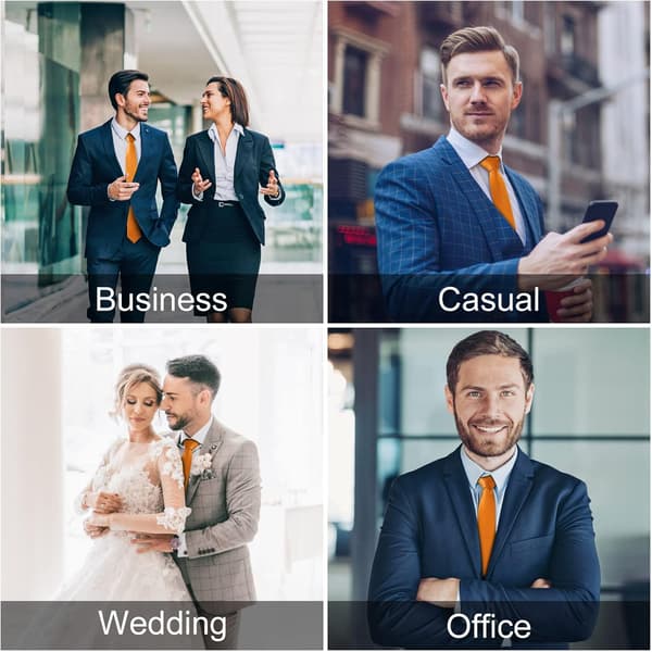 Klassiske ensfarvede satin slips til mænd - Premium slips i ren farve til mænd - Formelle sorte slips til mænd - Business bryllupsfest arbejde slips 8cm Orange-Polyester Thread
