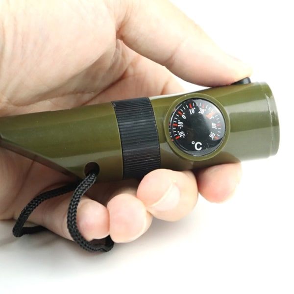 IC Multifunksjonell Fløyte 7 i 1 Overlevelse Bushcraft Trekking Comp