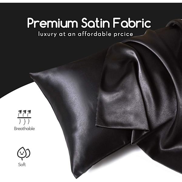 Siden Satin Kuddfodral 2-pack (utan fyllning) Svart 50X66cm 50X66cm Black
