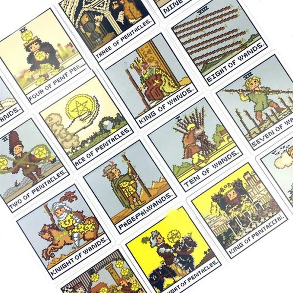 IC 1 Æske 8 Bit Fantasy Tarot Kort Dæk Spådom Divination Familie P