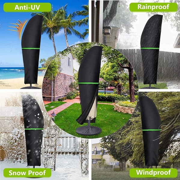 Parasol Cover - with - Pole - Protective - Cover - Standard - Parasols - Black - Weatherproof - Sun - Dustproof