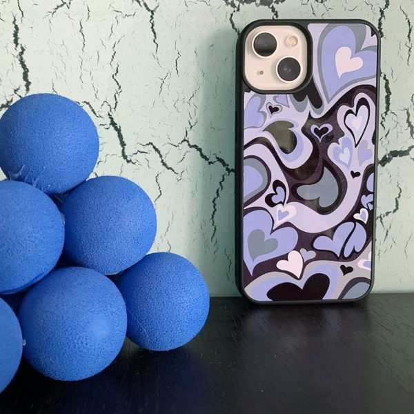IC Sött telefonfodral Estetiskt lila hjärta phone case Skyddskompatibelt med iPhone 13 Mini