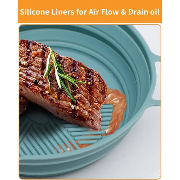 3-pack Air Fryer silikonformar - hopfällbara och återanvändbara