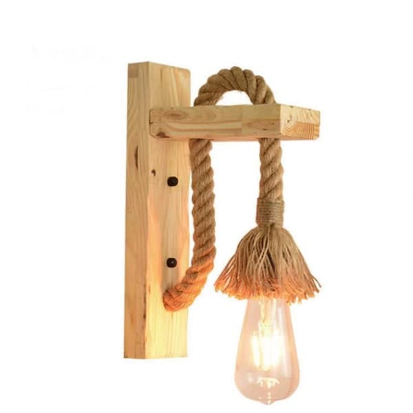 IC Vegglampe i vintage design, hamptau i tre