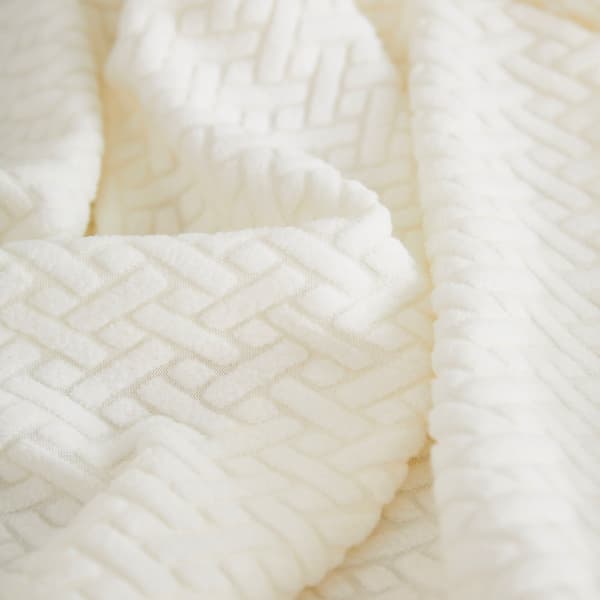 Stretch Jacquard Soffkuddsöverdrag, Maskintvättbart Sofföverdrag för Husdjur Barn och Hundar, Chaiselong XL, Snövit