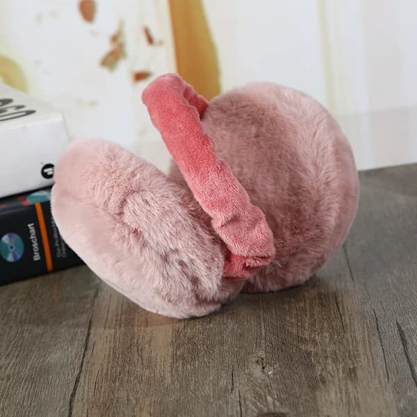 Khaki Foldable Plush Earmuffs, Warm Winter Earmuffs, Soft and Adjustable