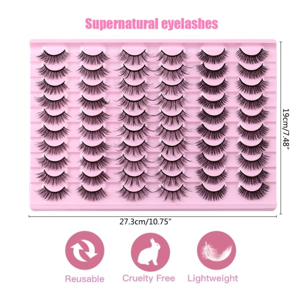 Russiske Strip Volume Eyelashes DD Curl Wispy Fluffy Falske Øyenvipper Ser Ut Som Vippeextensions Natural-Lashes Pakke 6