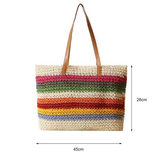 Halmstrandväska för dam, axelväskor, tote, mode