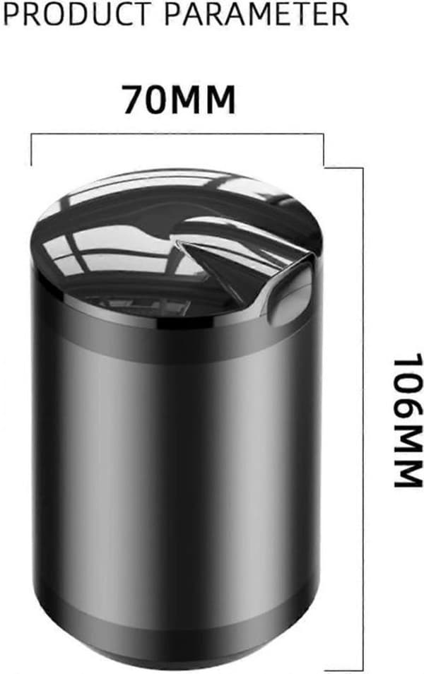 Bærbart bilaskeberg med LED-lys, automatisk sensorlokk, aluminiumslegering, lukt- og sølsikkert koppholderdesign for reise, svart