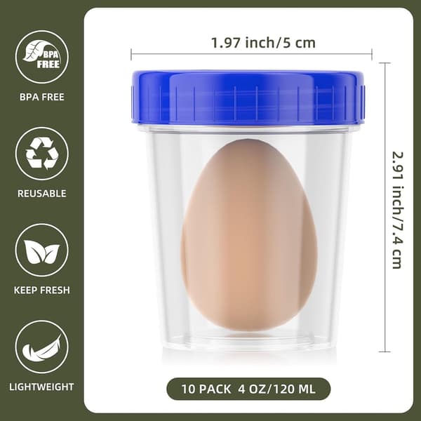 10-pack - 120 ml - Stapelbara plastbehållare - Dippsåsbehållare - Salladsdressingbehållare med lock - Läckagesäker