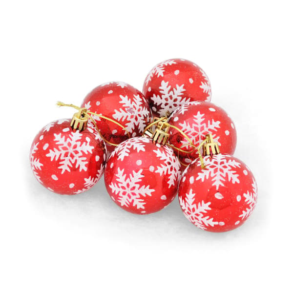 Julepynt i plast, snøfnugg, 6 cm, hengende, rød
