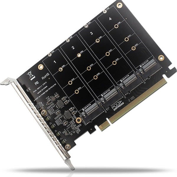 4-porttinen Nvme-PCIe-sovitinkortti M.2 Nvme-PCIe X16 -sovitin 4x32gbps M Key -kiintolevymuunnin R