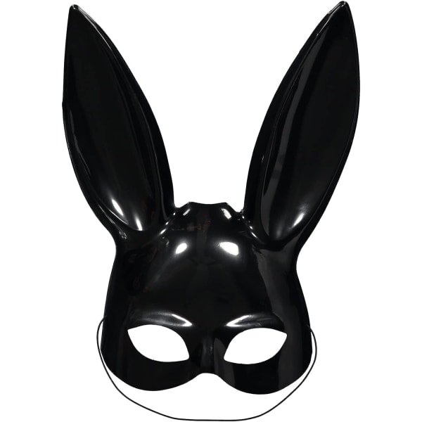 IC amscan 9918082 - Voksen Halloween Svart Kanin Halvmaske med Elastisk Slips