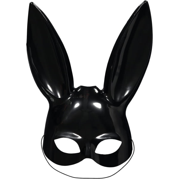 IC amscan 9918082 - Vuxna Halloween Black Bunny Halvmask med elastisk slips