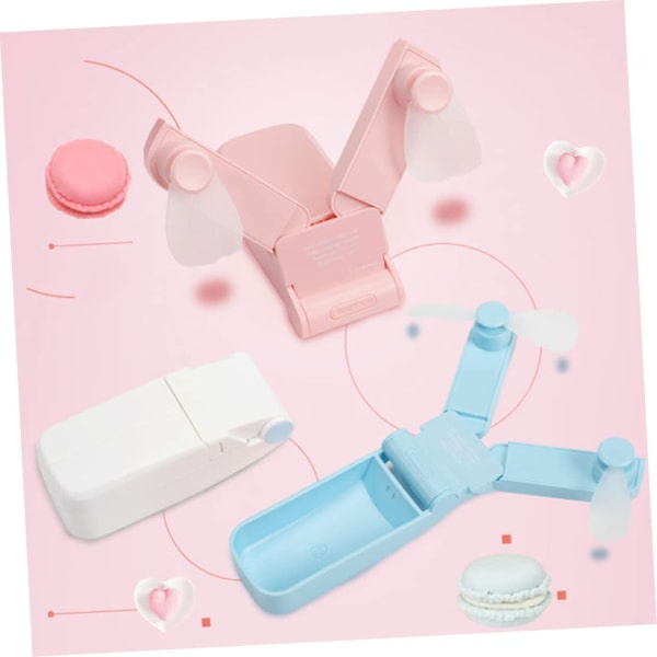 2 stk oppladbare håndholdte USB-vifter (blå & rosa)