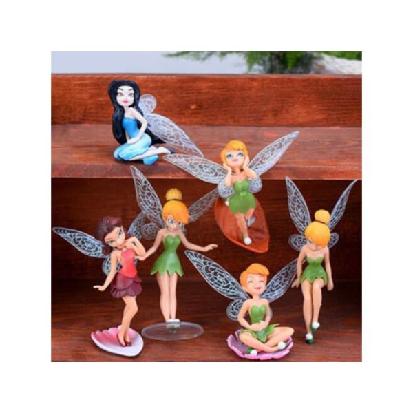 IC 6 Flower Fairy Pixie Fly Wing Family Miniatyr trädgårdsprydnad