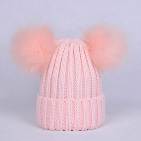 Dammössa enfärgad plyschboll höst vinter fluffig pompoms hatt för utomhusbruk Vinröd M