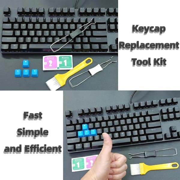 Mekaniskt tangentbord Keycap Puller Switch Remover med rengöringsborste och våtservetter