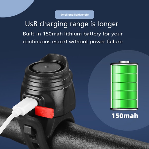 IC USB Laddningsbar Cykel Motorcykel Elektrisk Klocka Horn Svart