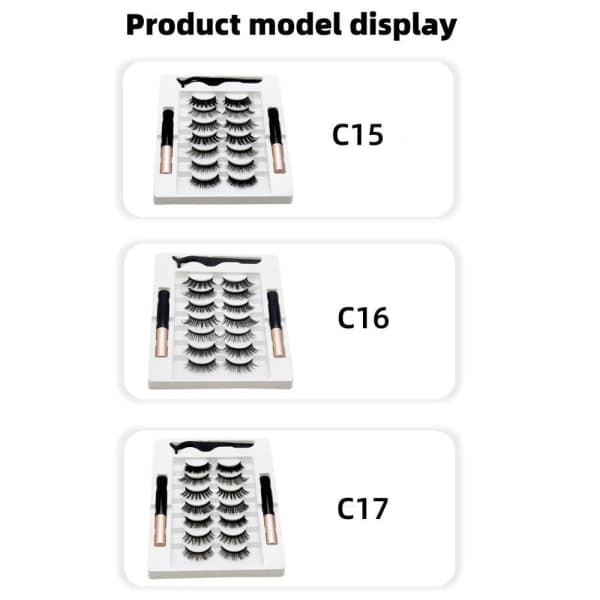 Magnetiske øjenvipper Eyeliner Kit 7 par løsvipper flydende eyeliner