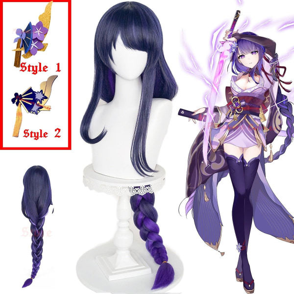 IC Game Genshin Impact Raiden Shogun Cosplay Paryk Forudstylet 110cm