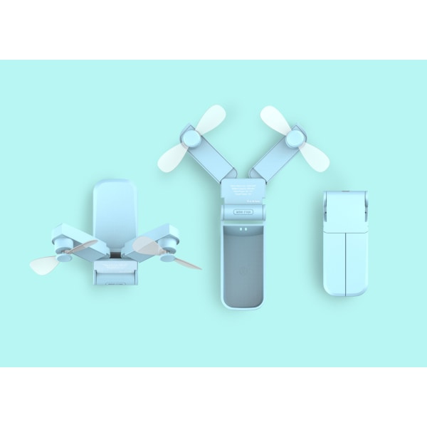 2 stk oppladbare håndholdte USB-vifter (blå & rosa)