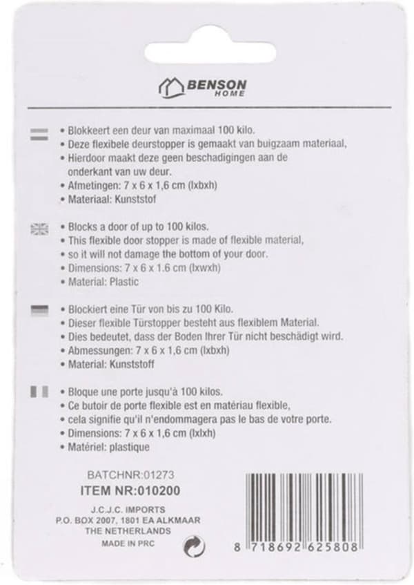 Benson Dørstopper - 6x - sort - trekant - gummi - 7 x 6 x 1,6 cm - dørkile