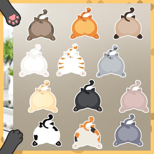 24-pak Kawaii Sticky Notes - Søde Dyreformer - 720 Ark - Skoleartikler - Frisk kat