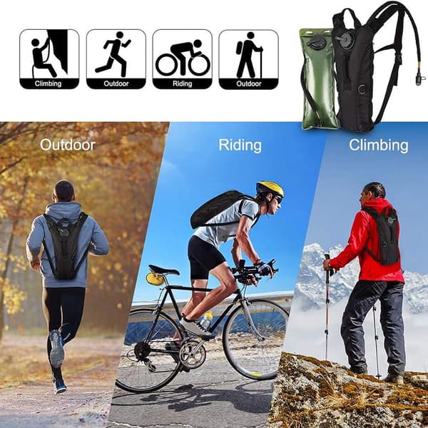 3L Hydreringsrygsæk, Letvægts Vandtæt Polyester Med Bideventil, Til Vandring, Cykling Og Løb, Sort, 24x3x46cm