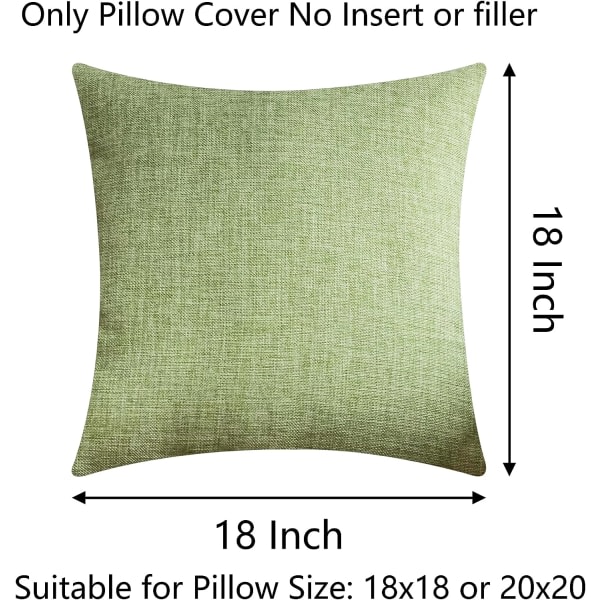 IC Tyynynpäällinen 18 x 18, Salvia Pellava Sovan Tyynynpäällinen Setti 2, Koristeelliset Vihreät Heittotyynyt 18x18 tuumaa, Salvia Vihreä