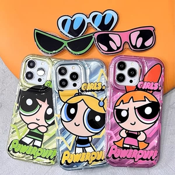IC iPhone 12 Pro Max Sött Kawaii Cartoon-fodral Coola Solglasögon Formställ Fingergreppshållare Design för Kvinnor Flickor (Blå)