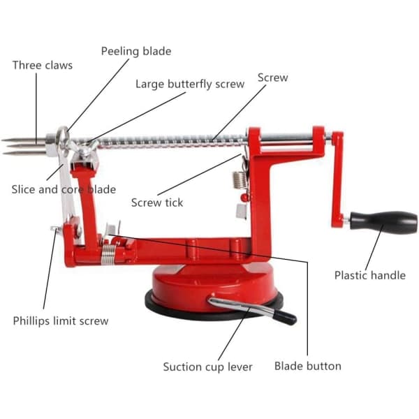 IC Apple Peeler Corer Slicer, 3 i 1 eplekutter i rustfritt stål