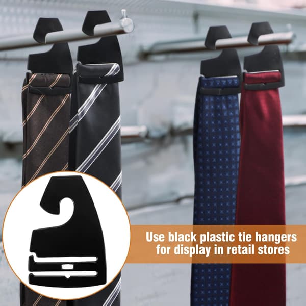 100 Slipshengere - Svart Plast - 7x5cm - For Garderobe & Butikk